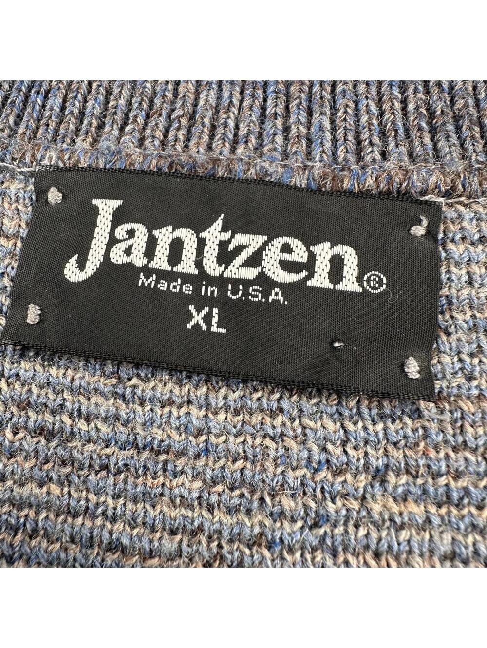 VTG Jantzen Sweater Vest Mens XL Navy/Gray Striped Golf Knicker Wool Blend USA - Picture 2 of 6